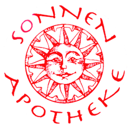 die Schrift Sonnen Apotheke ist im Kreis um ein Sonnenlogo angeordnet